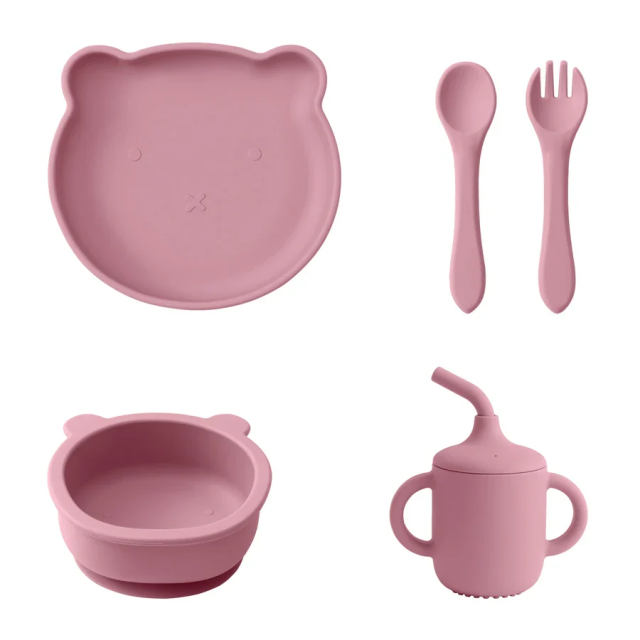 BPA Free Sustainable Baby Feeding Set Gift With Suction Plate,BPA Free Sustainable Baby Feeding Set Gift With Suction Plate, Bowl, Spoon, Fork, Straw Cup for Infants and Toddlers