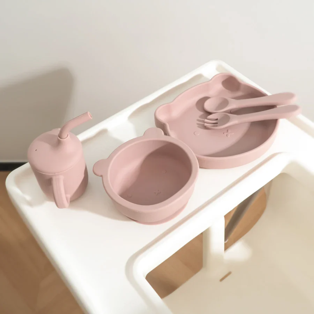 BPA Free Sustainable Baby Feeding Set Gift With Suction Plate,BPA Free Sustainable Baby Feeding Set Gift With Suction Plate, Bowl, Spoon, Fork, Straw Cup for Infants and Toddlers