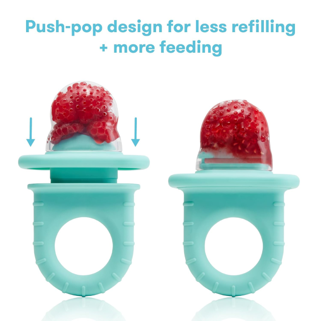 Push Pop Silicone Feeder,Push Pop Silicone Feeder, Baby Fruit Feeder, 3 Count, BPA Free | Safely Introduce New Foods, Fresh + Frozen, Breastmilk Popsicles, BPA Free, Dishwasher Safe