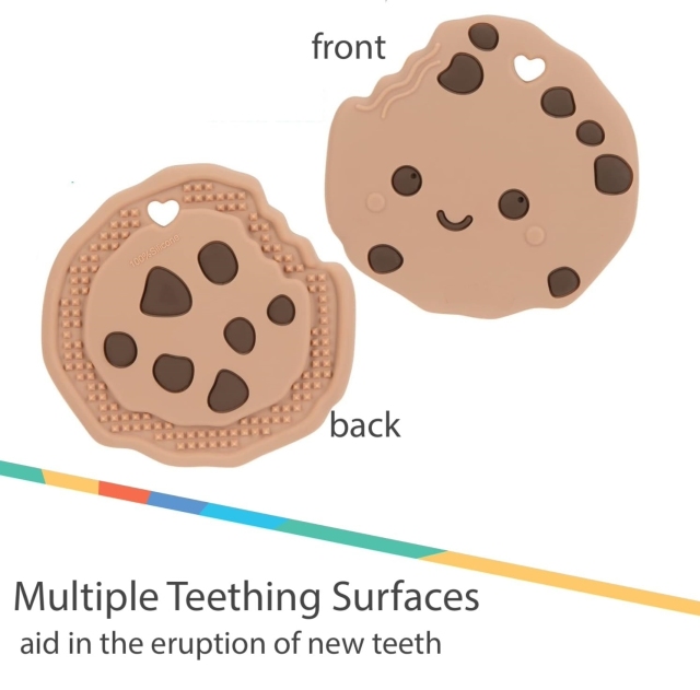 Food Grade Silicone Teething,Food Grade Silicone Teething Mitten Baby Teething Toy Silicone Chocolate Chip Cookie Teether