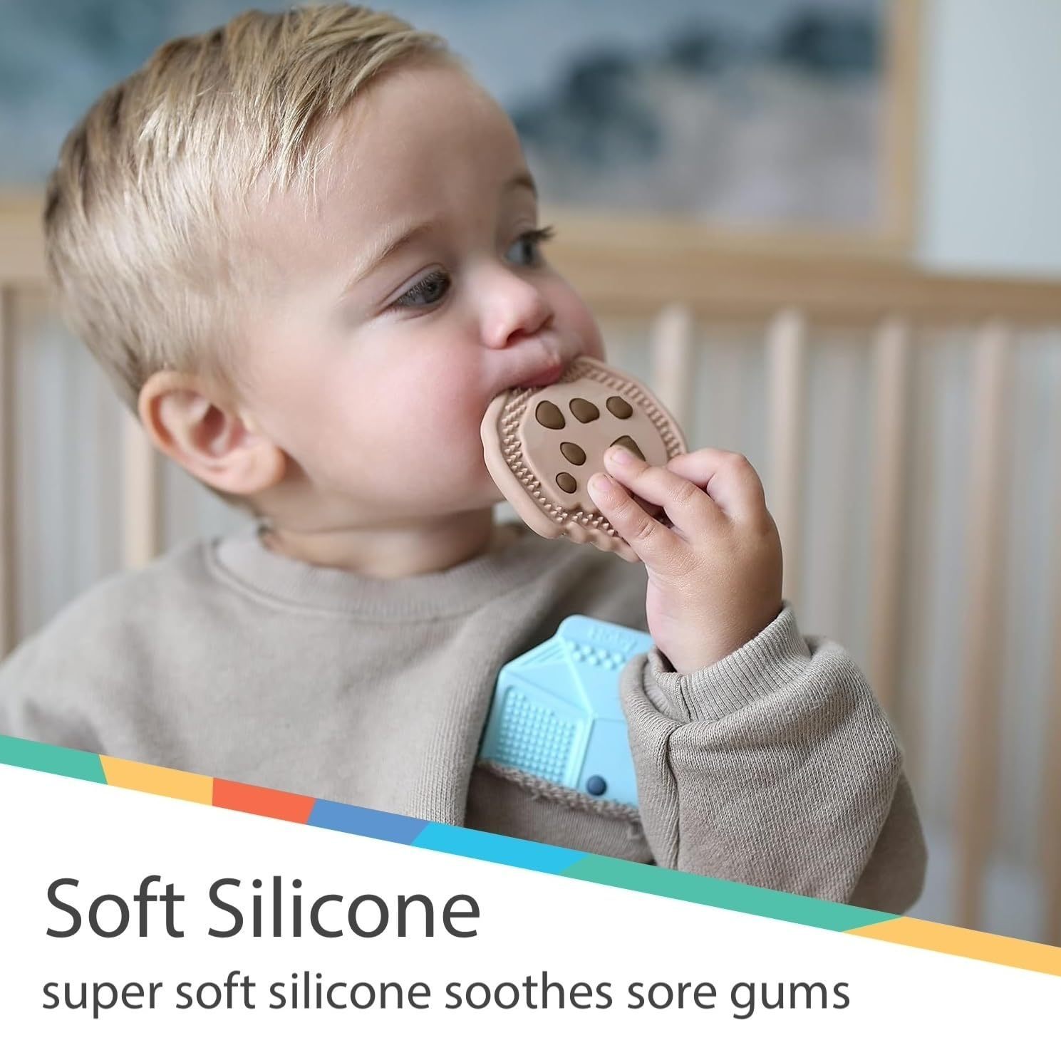 Food Grade Silicone Teething,Food Grade Silicone Teething Mitten Baby Teething Toy Silicone Chocolate Chip Cookie Teether