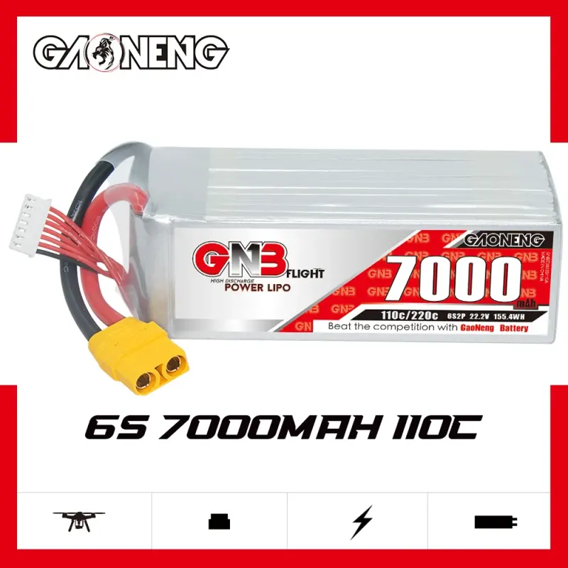 GAONENG GNB 7000mAh 6S 22.2V 110C XT90 RC LiPo Battery FPV Drone Large Scale Plane Helicopter