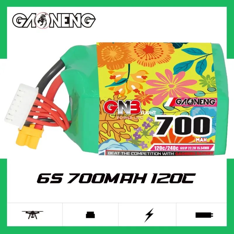 GNB GAONENG 700mAh 6S 22.2V 120C XT30 RC LiPo battery FPV Racing FreeStyle Drone Quad UAV Aerial Model upgraded from 850MAH 80C