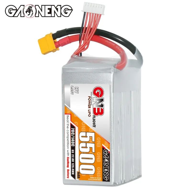 GNB GAONENG LiHV 5500mah 6S 22.8V 70C 140C XT60 RC LiPo Battery for RC Car Drone FPV RC Boat Soft Pack