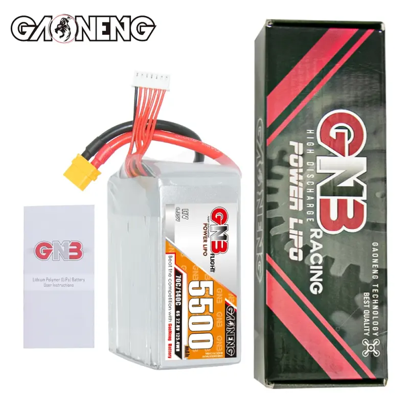 GNB GAONENG LiHV 5500mah 6S 22.8V 70C 140C XT60 RC LiPo Battery for RC Car Drone FPV RC Boat Soft Pack