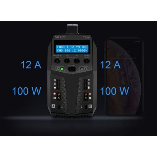 SkyRC T200 Dual Balance Charger 2x100w AC/DC - 12 A Charge