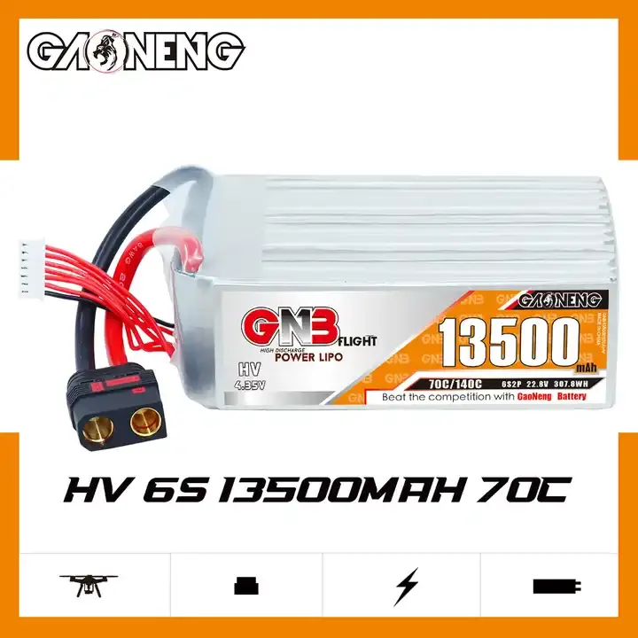 GNB GAONENG HV 13500mAh 6S 22.8V 70C QS8 Connector RC LiPo Battery for RC Car Drone RC Boat Soft Pack