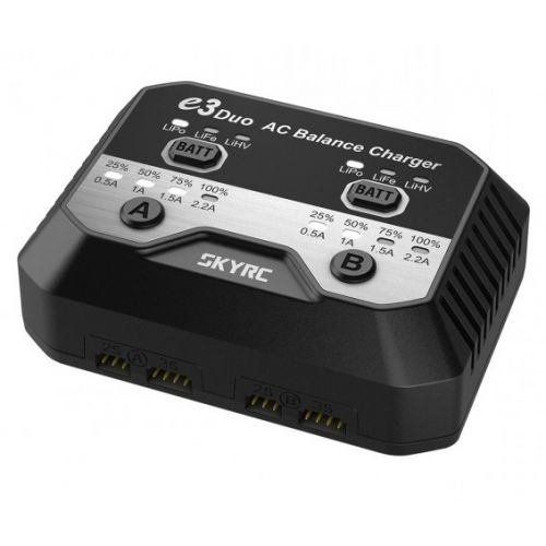 SkyRC E3 Duo AC Charger Dual-Channel 2x20W / 2,2A 2-3S LiPo LiFe LiHv