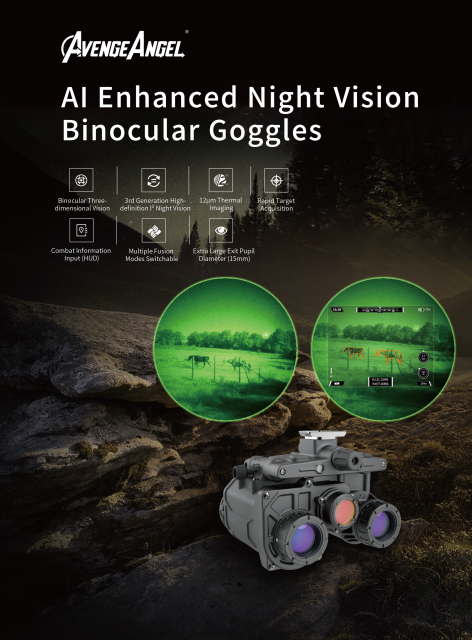 AvengeAngel AI Enhanced Night Vision Binocular Goggles Binocular Threedimensional Vision,3rd Generation High-definition l  Night Vision,12um Thermallmaging,Rapid Target Acquisition,Combat Information Input (HUD)