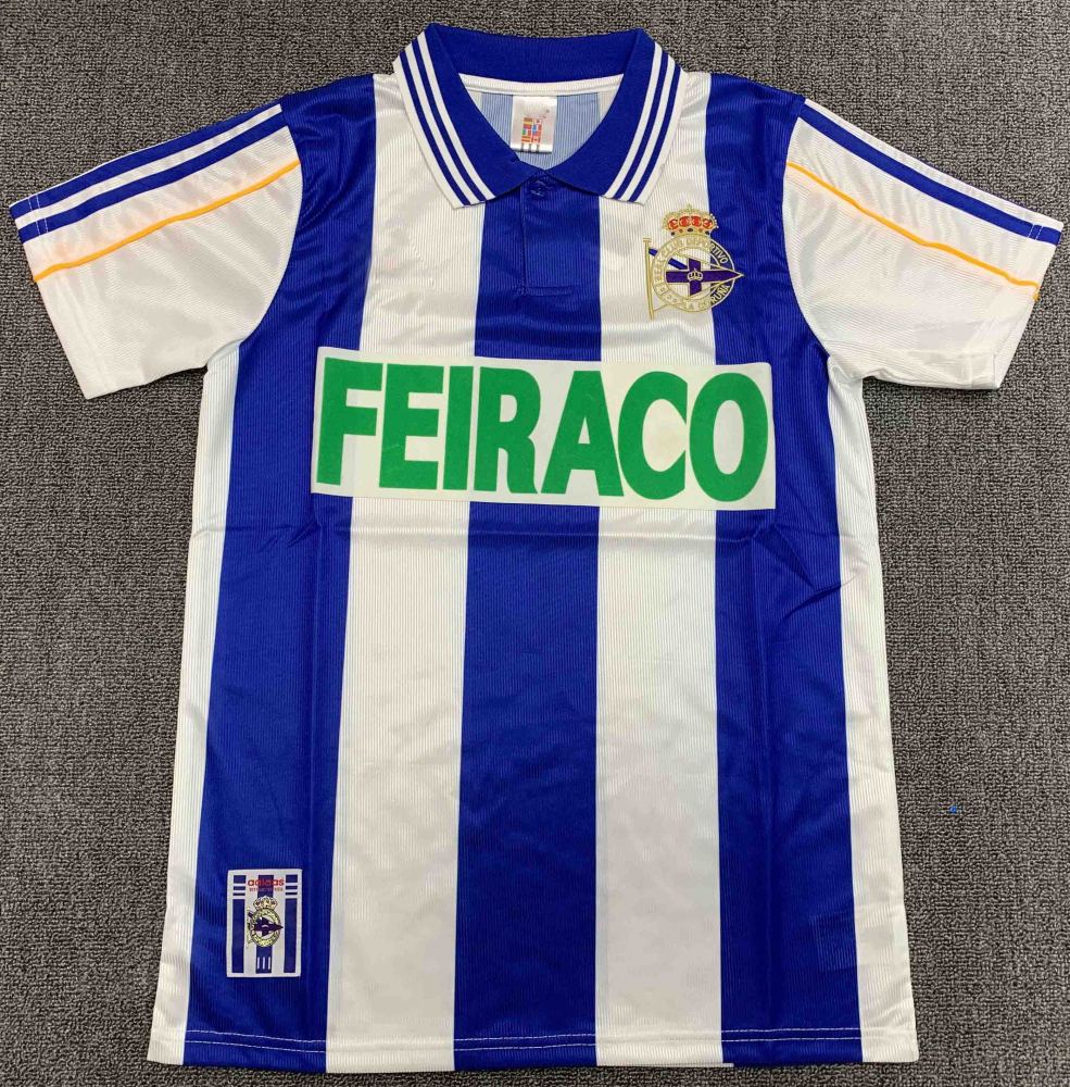 1999-00 Deportivo La Coruna Home Blue and White retro