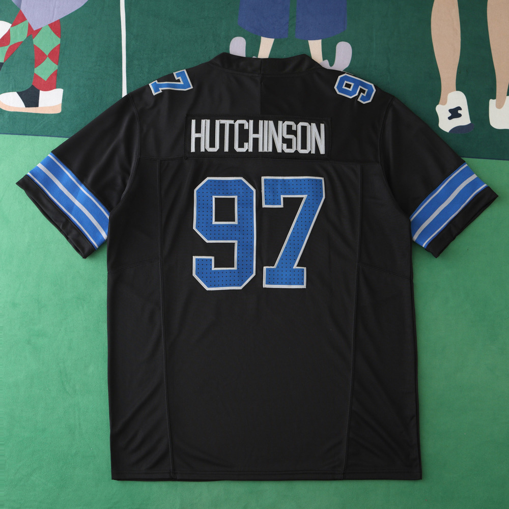 2425 Detroit Lions black 3th generation 97#HUTCHINSON