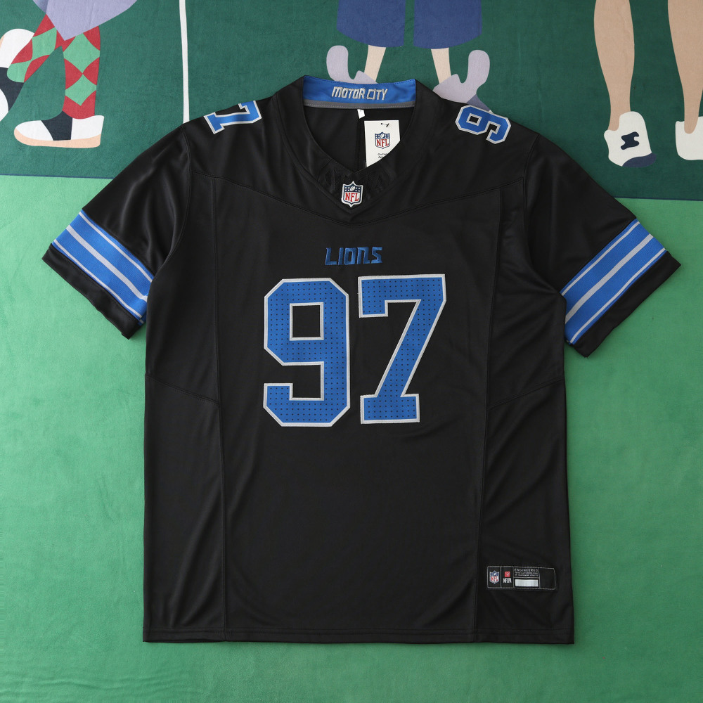 2425 Detroit Lions black 3th generation 97#HUTCHINSON