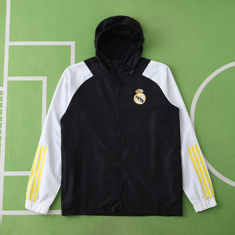 2526 Real Madrid CF black Hooded windbreak