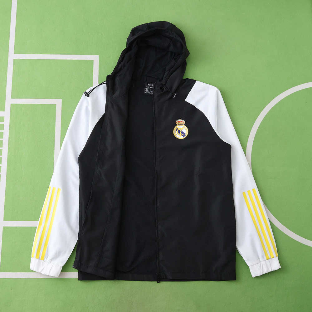 2526 Real Madrid CF black Hooded windbreak
