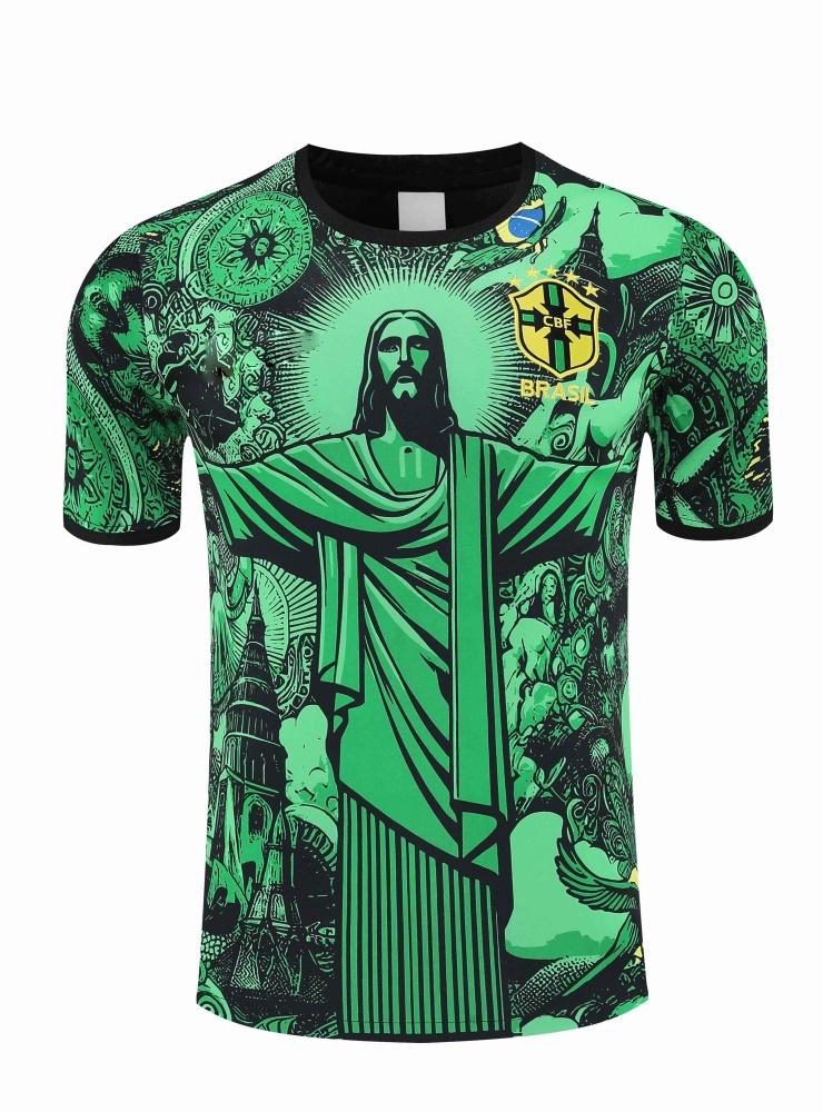 2526 Brazil Jesus Training clothes suit Short sleeve Fan version