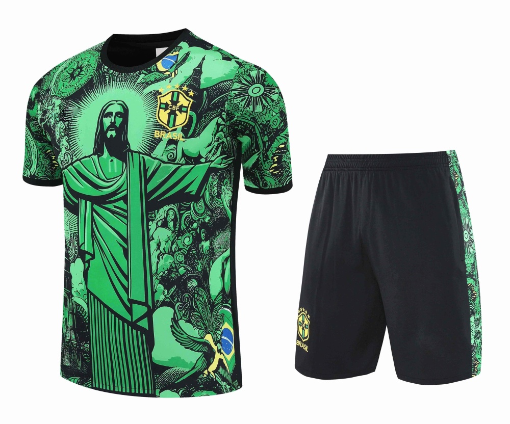 2526 Brazil Jesus Training clothes suit Short sleeve Fan version