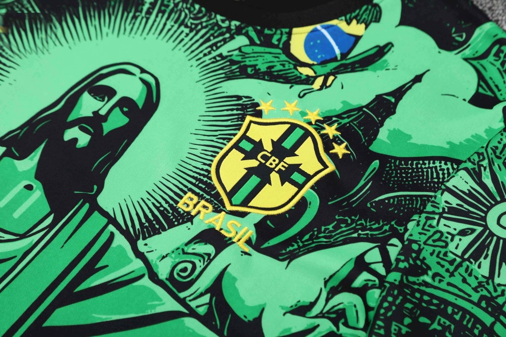2526 Brazil Jesus Training clothes suit Short sleeve Fan version