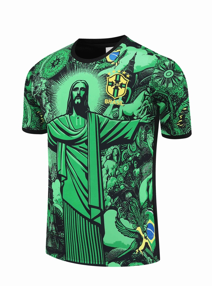 2526 Brazil Jesus Training clothes suit Short sleeve Fan version