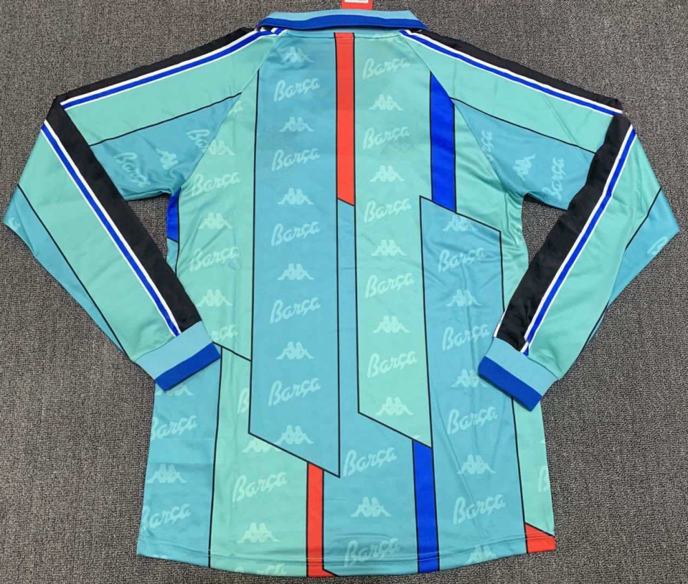 9697 season  Barcelona away long sleeved retro Fan version