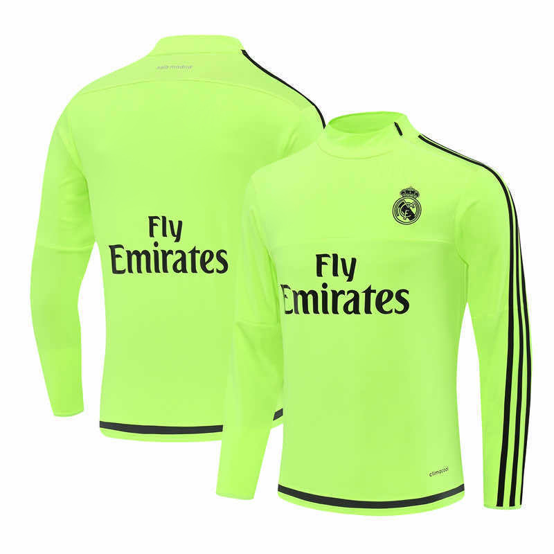 1516 season Real Madrid CF fluorescent green Half pull training suit