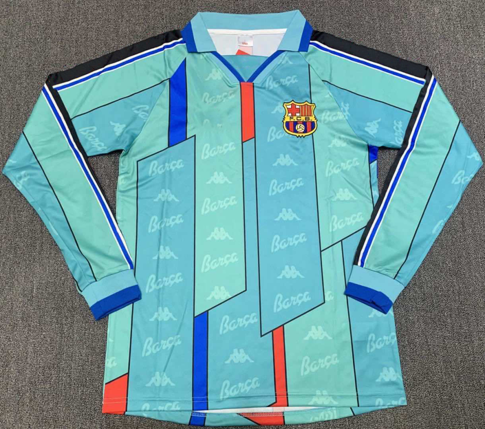 9697 season  Barcelona away long sleeved retro Fan version