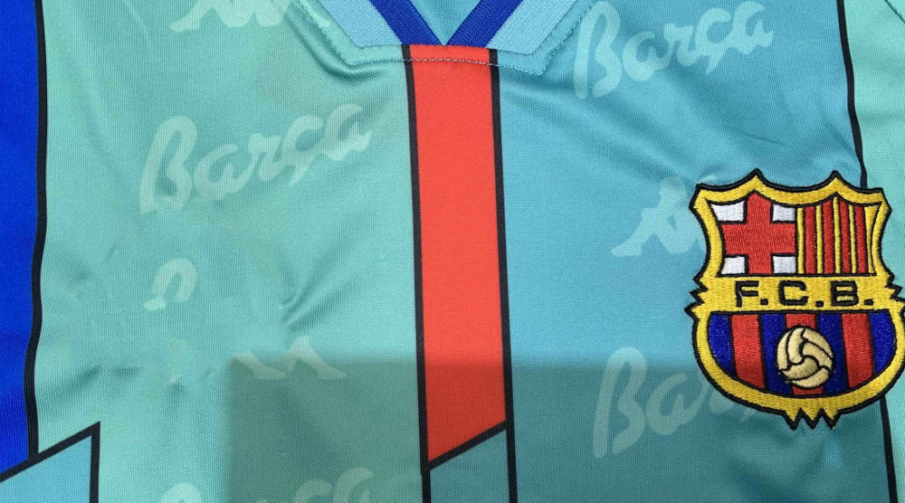 9697 season  Barcelona away long sleeved retro Fan version