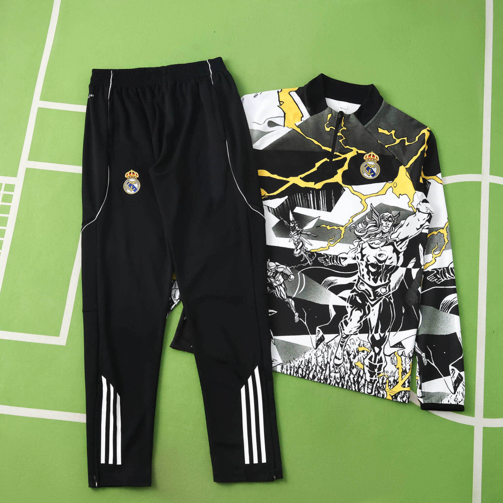 2526 season Real Madrid CF Marvel Black Half pull training suit