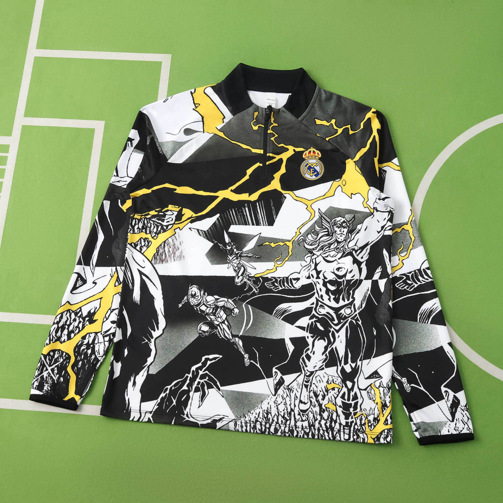 2526 season Real Madrid CF Marvel Black Half pull training suit