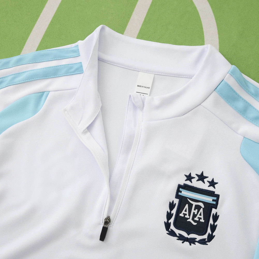 2026 FIFA World Cup Argentina White Half zip training suit set