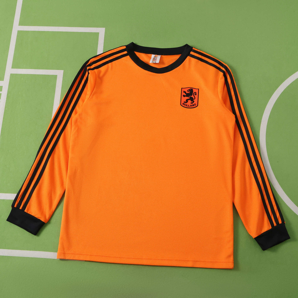1980 season the Netherlands home retro Long sleeves  Fan version