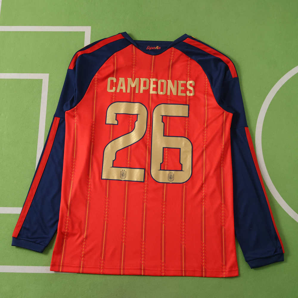 2026 FIFA World Cup Spain home champion Long sleeves Fan version  two  star