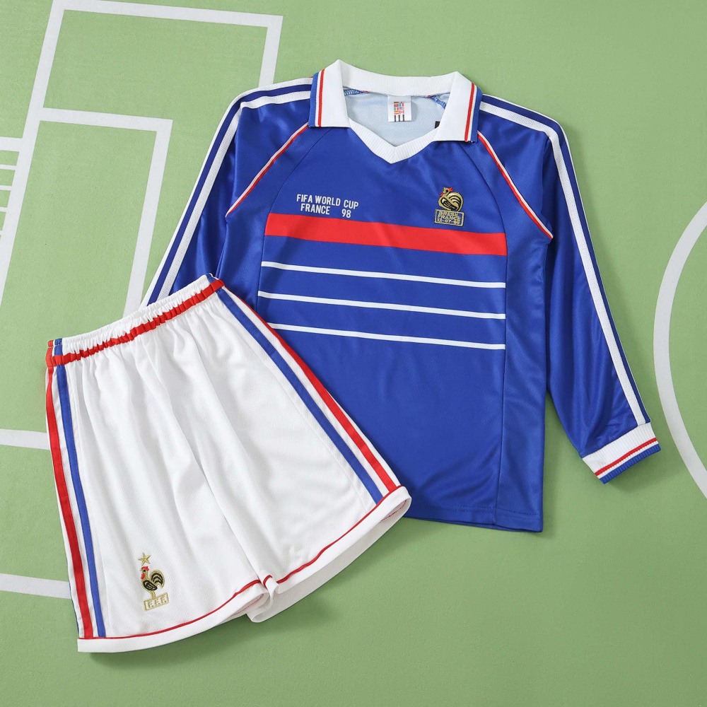 1998 France home retro Long sleeves Kids kit