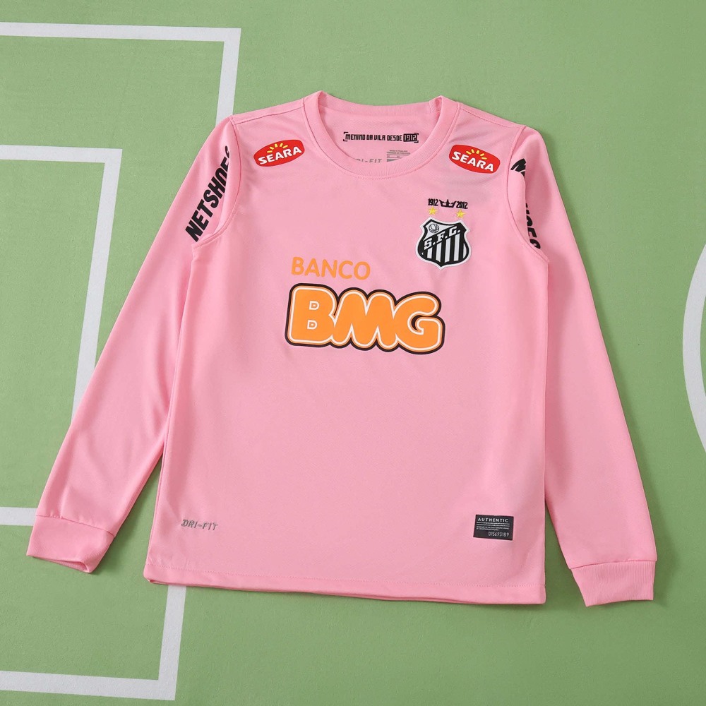 1213 season Santos FC Pink retro Long sleeves Kids kit