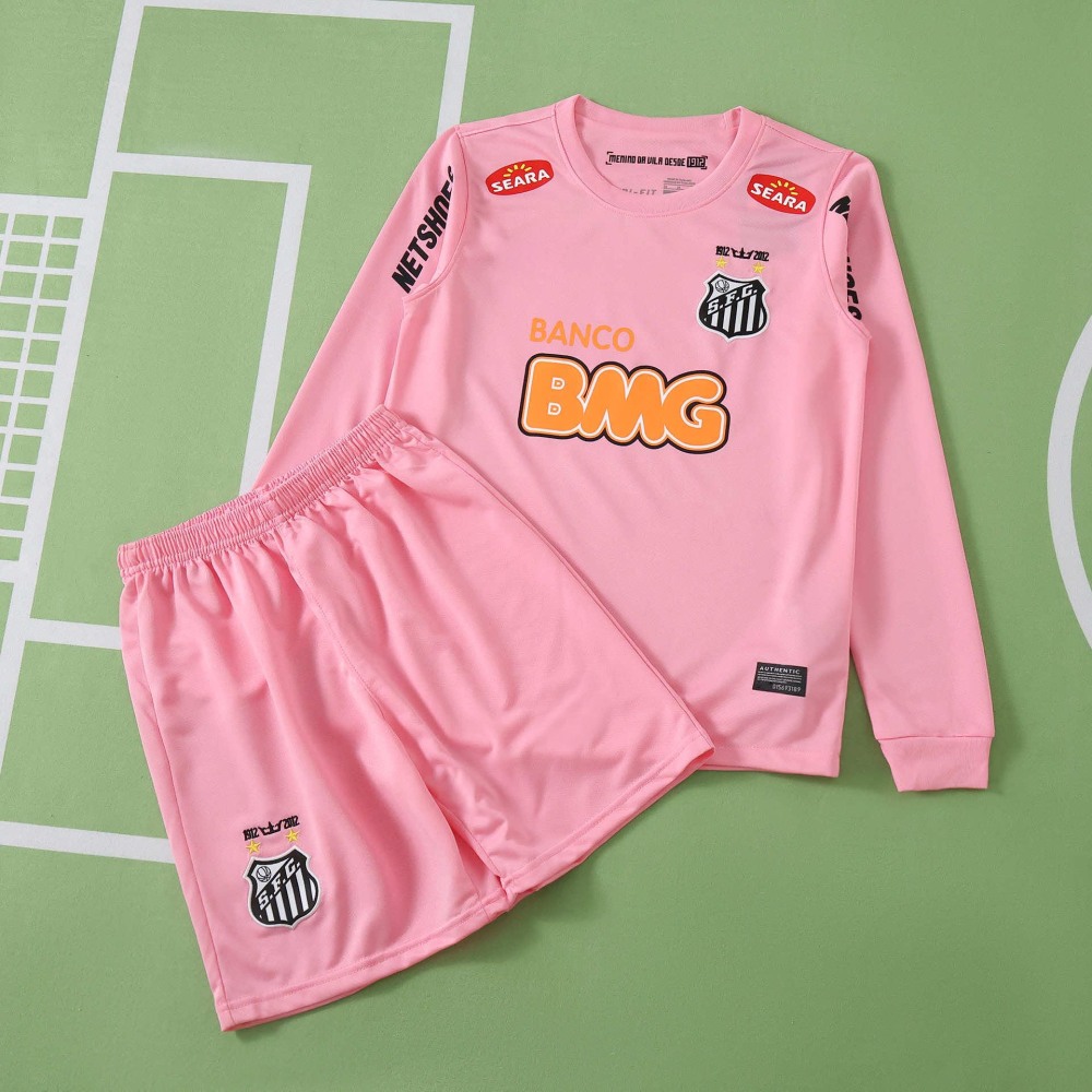 1213 season Santos FC Pink retro Long sleeves Kids kit