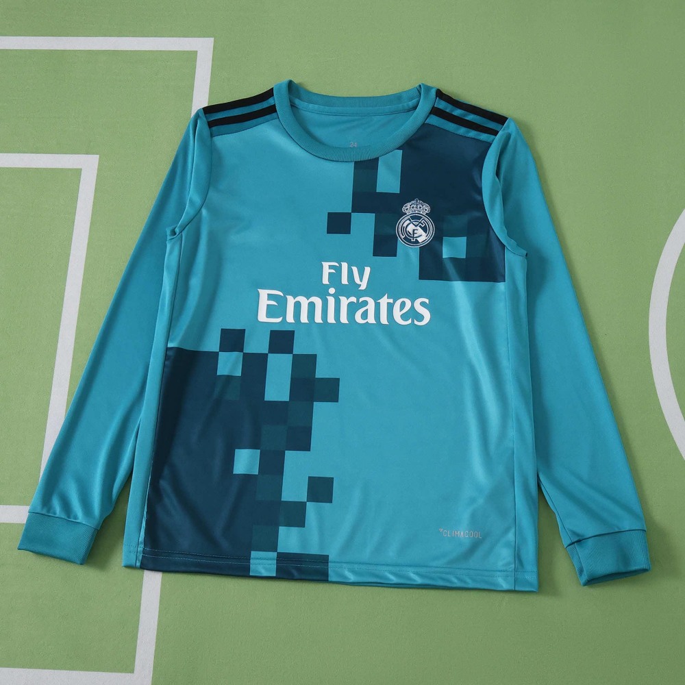 1718 season Real Madrid CF third retro Long sleeves Kids kit