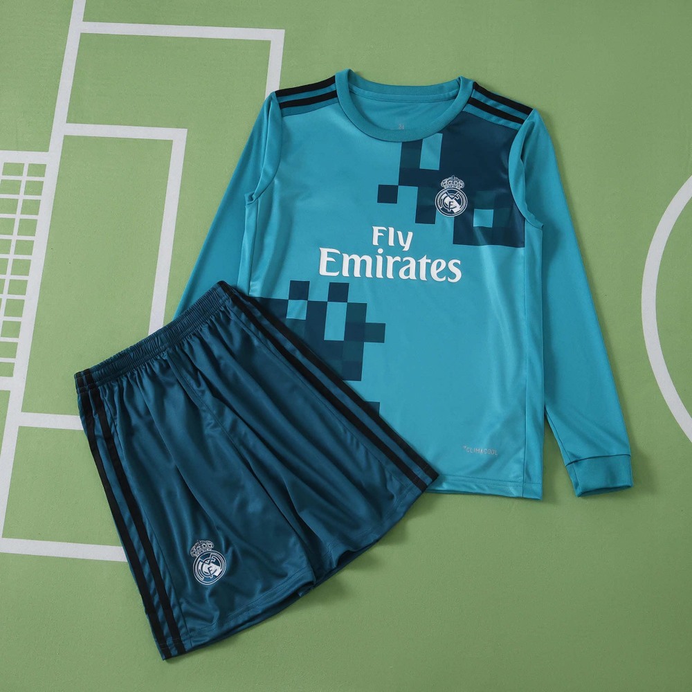 1718 season Real Madrid CF third retro Long sleeves Kids kit