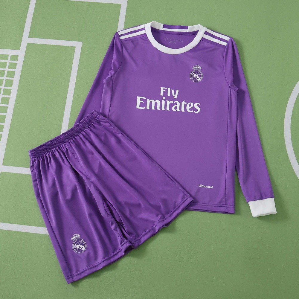 1617 season Real Madrid CF away retro Long sleeves Kids kit