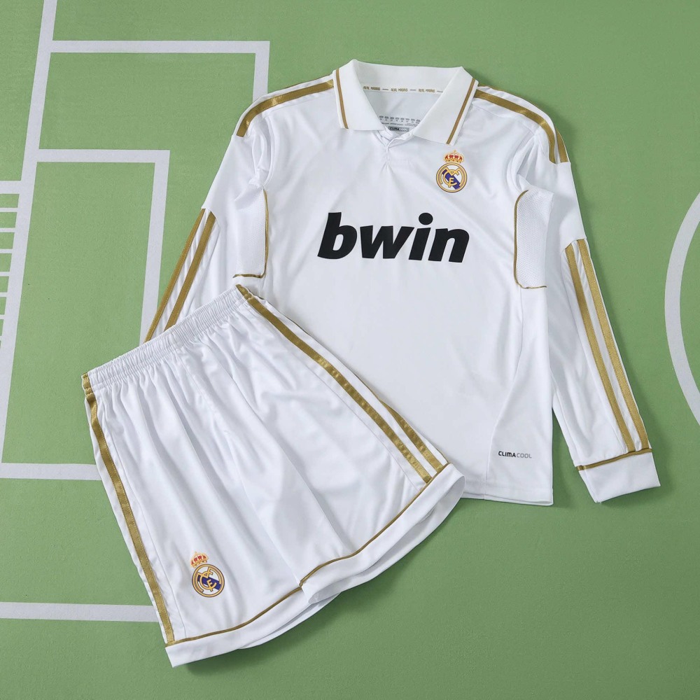 1112 season Real Madrid CF home retro Long sleeves Kids kit