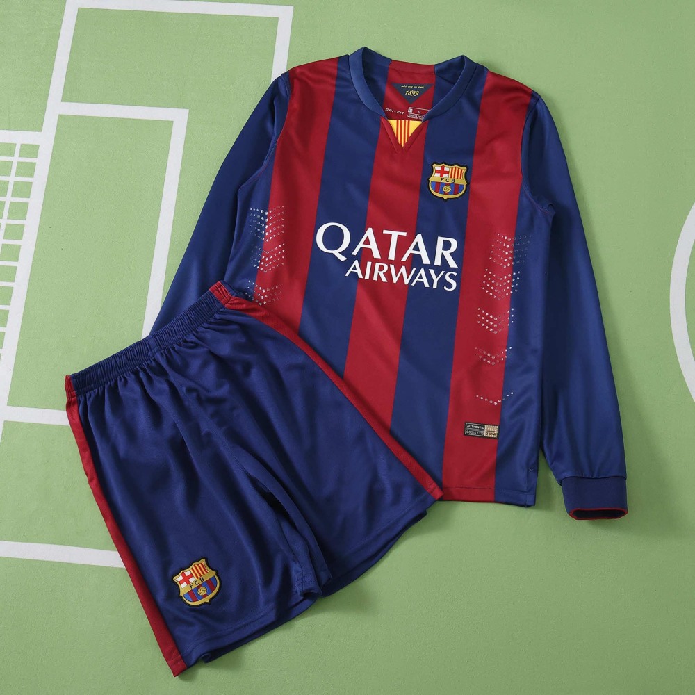 1415 season FC Barcelona / Barça home retro Long sleeves Kids kit