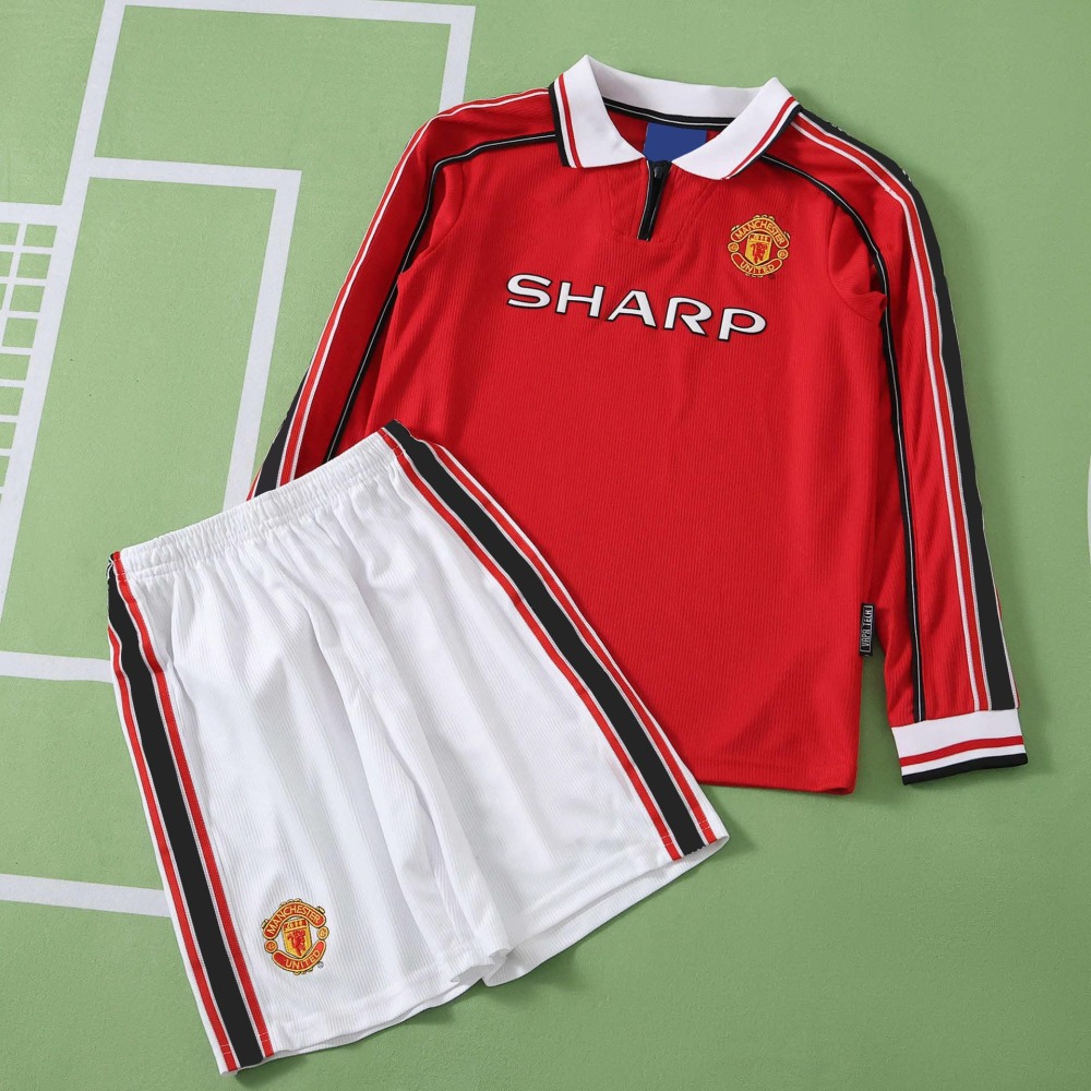 1998 season Manchester United F.C. home retro Long sleeves Kids kit
