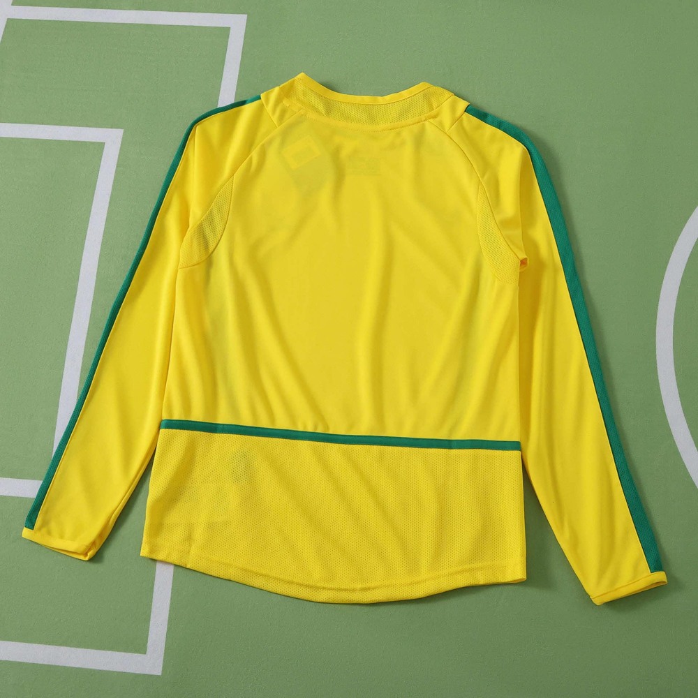 2002 Brazil home retro Long sleeves Kids kit