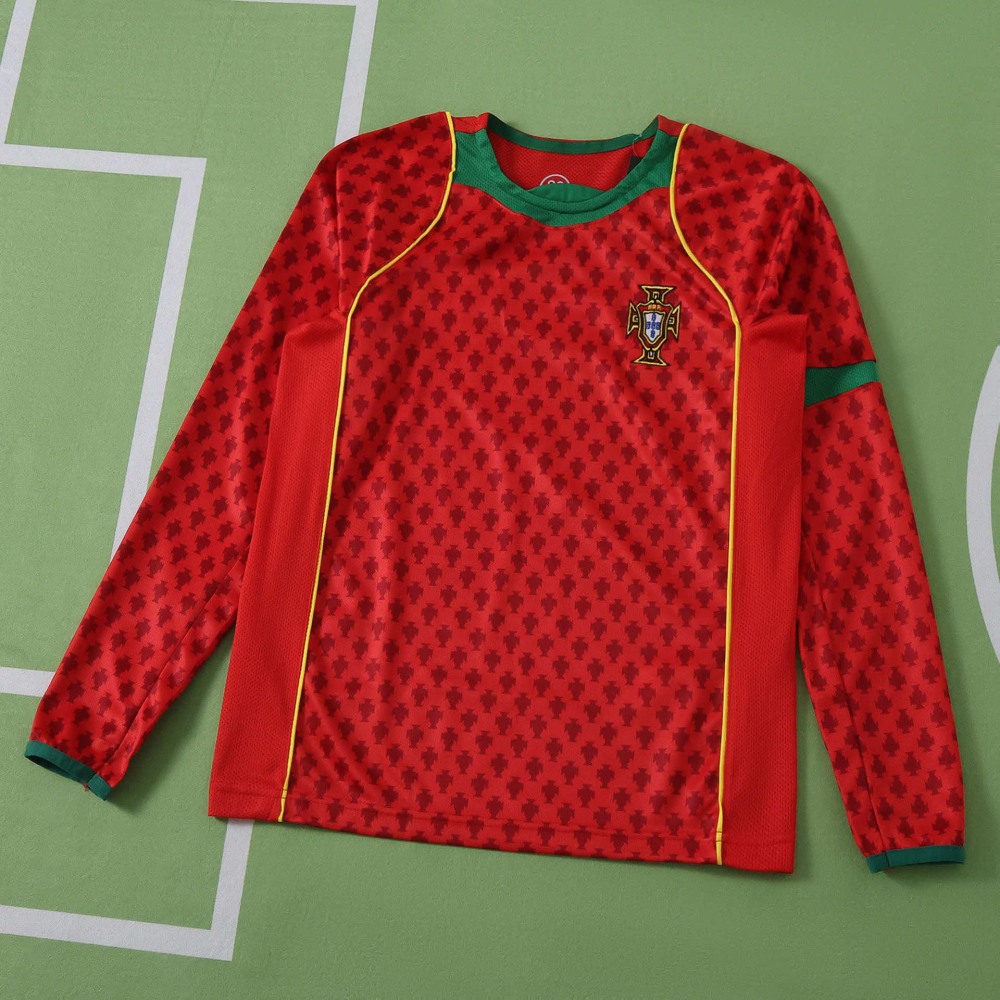 2004 Portugal home retro Long sleeves Kids kit