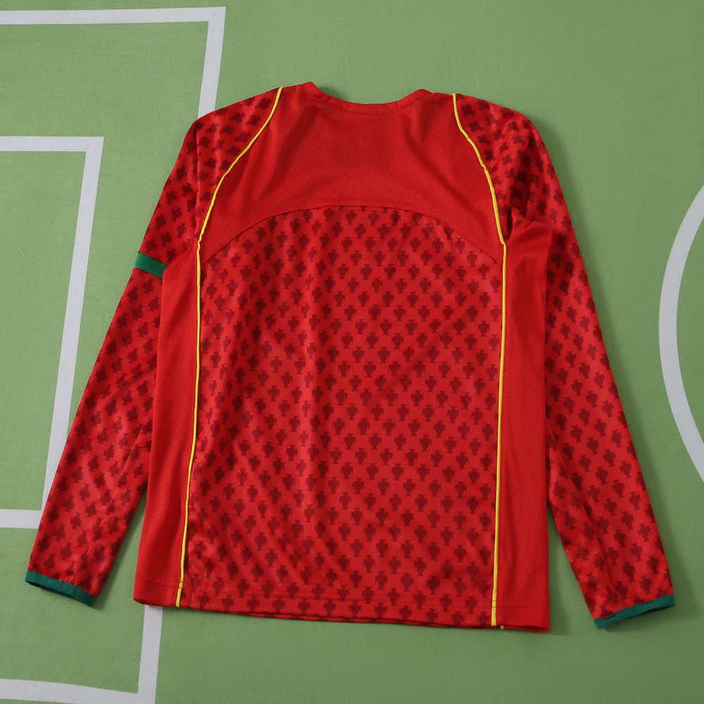 2004 Portugal home retro Long sleeves Kids kit
