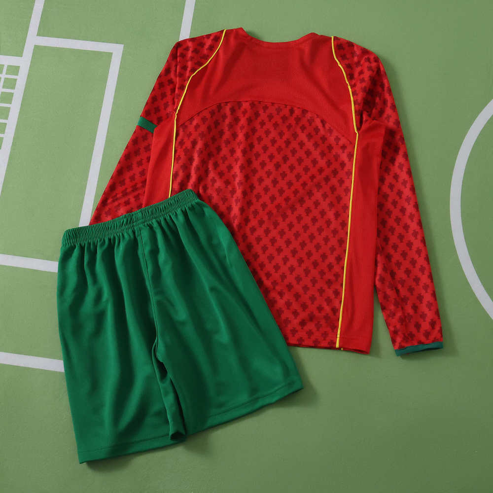 2004 Portugal home retro Long sleeves Kids kit
