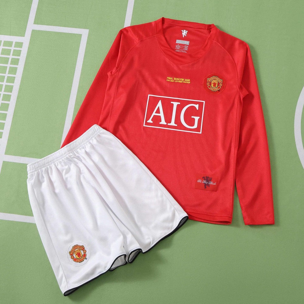 0708 season Manchester United F.C. home Champions League Long sleeves Kids kit