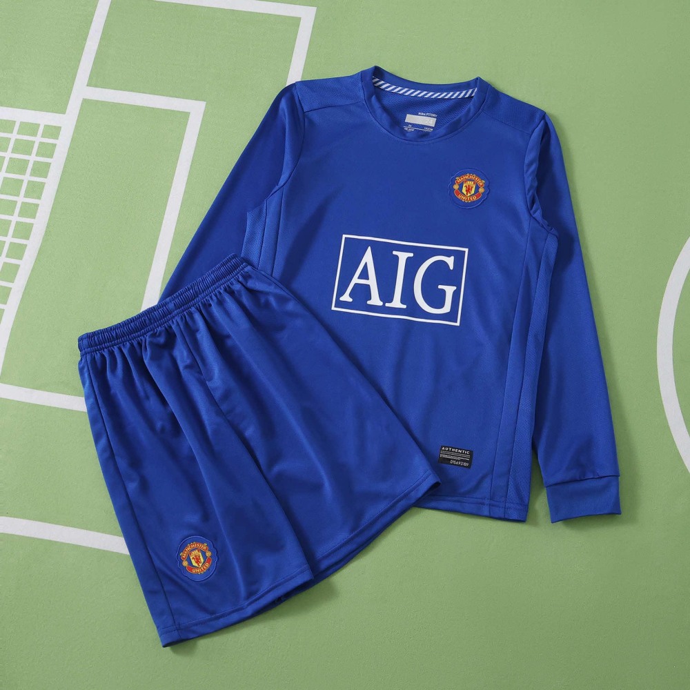 0809 season Manchester United F.C. third retro Long sleeves Kids kit