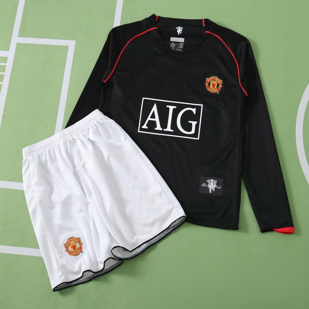 0708 season Manchester United F.C. away retro Long sleeves Kids kit