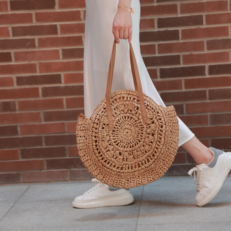 Round Straw Beach Bag