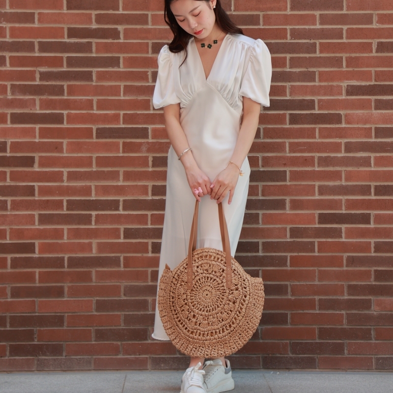 Round Straw Beach Bag