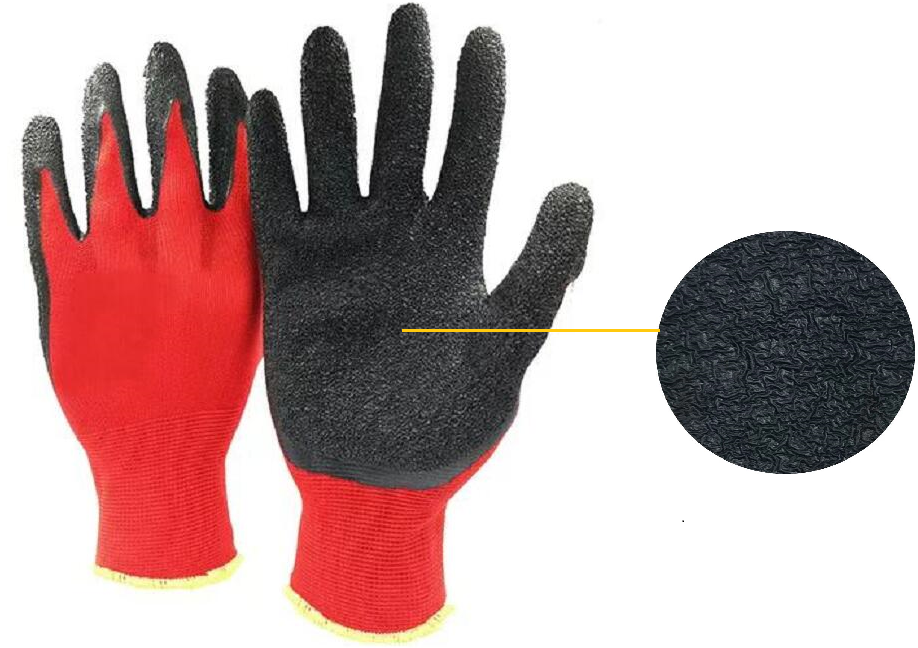 Wrinkle Latex Coated Polyester Gloves,Wrinkle Latex Coated Polyester Gloves